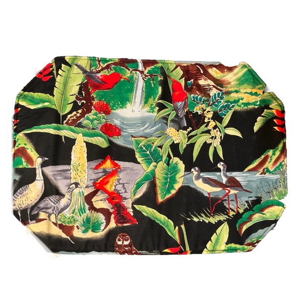 Hawaii Print Set (4) Placemats 16.25” x 11.75” Volcano Nene Pueo Lehua - Picture 4 of 6